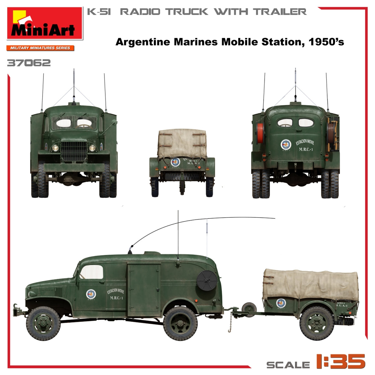 Miniart 37062 K-51 RADIO TRUCK WITH TRAILER 1/35 – imagen 4