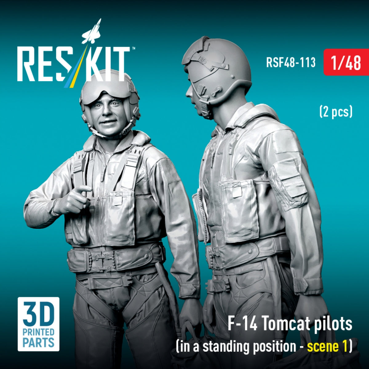 RESKIT RSF48-0113 F-14 Tomcat pilots (in a standing position - scene 1) (2 pcs) (3D Printed) 1/48