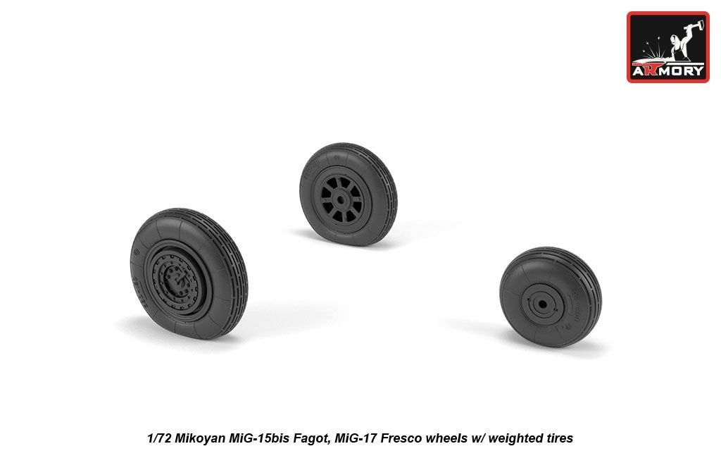 Armory Models AW72054 Mikoyan MiG-15bis Fagot (late) / MiG-17 Fresco wheels w/ weighted tires 1/72