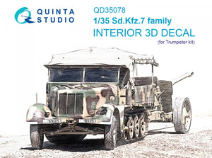 Quinta Studio QD35078 Sd.Kfz.7 family 3D-Printed &amp;amp; coloured Interior on decal paper (Trumpeter) 1/35