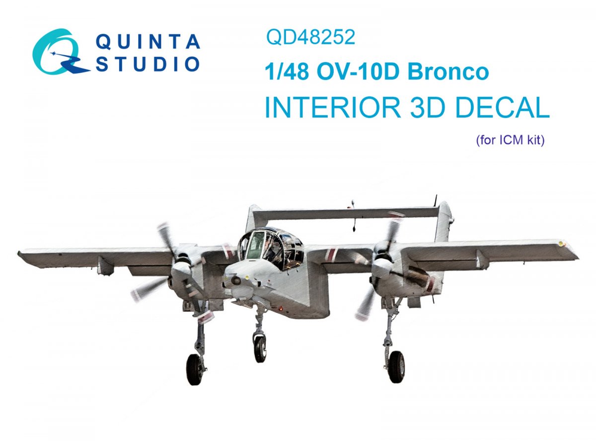 Quinta Studio QD48252 OV-10D Bronco 3D-Printed &amp; colored Interior on decal paper (ICM) 1/48