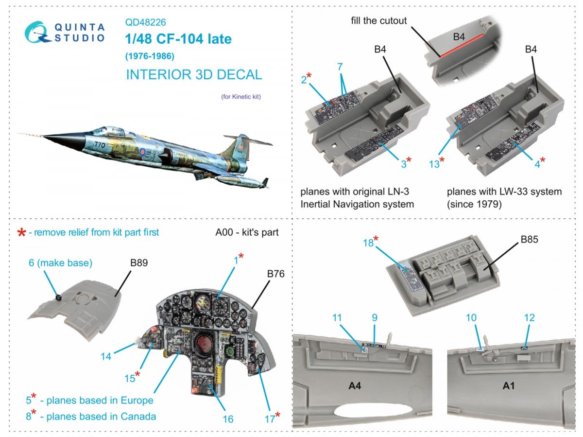 Quinta Studio QD48226 CF-104 Late 3D-Printed &amp;amp; coloured Interior on decal paper ( Kinetic ) 1/48 – imagen 2