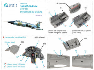 Quinta Studio QD48226 CF-104 Late 3D-Printed &amp;amp; coloured Interior on decal paper ( Kinetic ) 1/48 – imagen 2