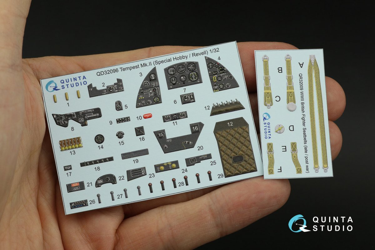 Quinta Studio QD32096 Tempest Mk.II 3D-Printed &amp;amp; coloured Interior on decal paper (Special Hobby/Revell) 1/32 – imagen 11