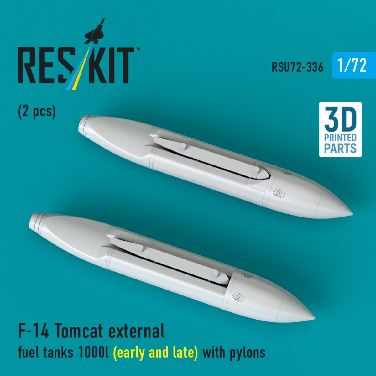 RESKIT RSU72-0336 F-14 Tomcat external fuel tanks 1000l (early and late) with pylons (2 pcs) (3D Printed) 1/72