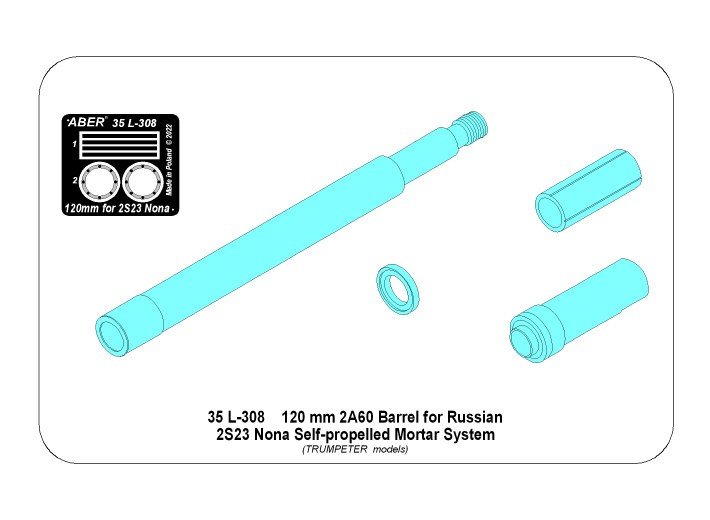 Aber 35L-308 Lufa 120mm 2A60 do rosyjskiego moździerza 2S23 Nona 1/35 – imagen 2