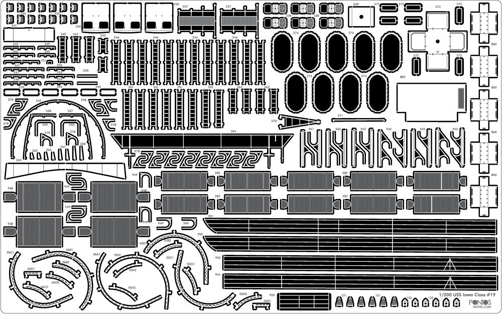 Pontos 23004F1 USS BB-61 Iowa 1944 Ensemble de détails (Pont en bois teinté teck) (1/200) – image 17