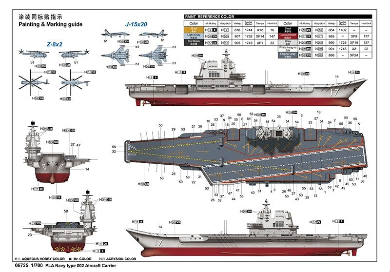 Trumpeter 06725 PLA Navy type 002 Aircraft Carrier 1/700 – imagen 12