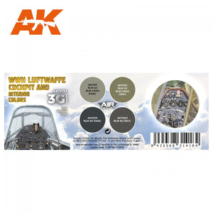 AK Interactive AK11722 WWII LUFTWAFFE COCKPIT &amp;amp; INTERIOR COLORS 4x17 ml – immagine 2