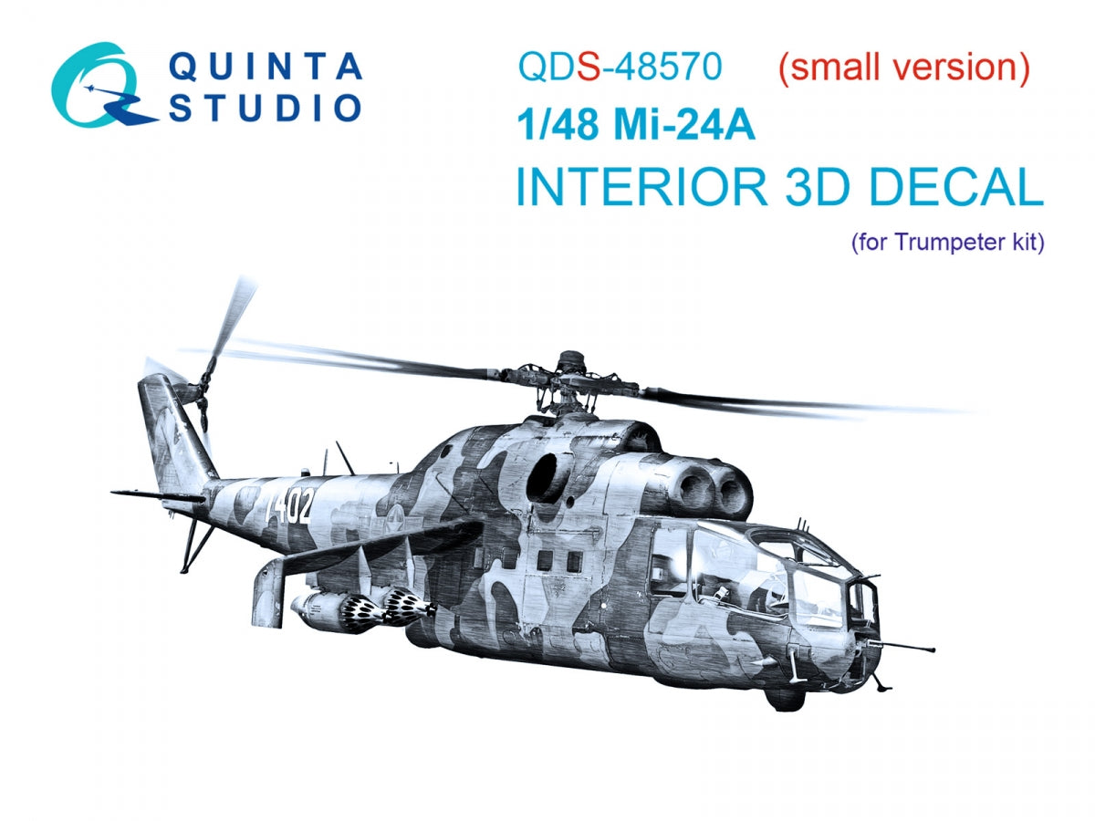 Quinta Studio QDS-48570 Mi-24A 3D-Printed &amp; colored Interior on decal paper (Trumpeter) (small version) 1/48