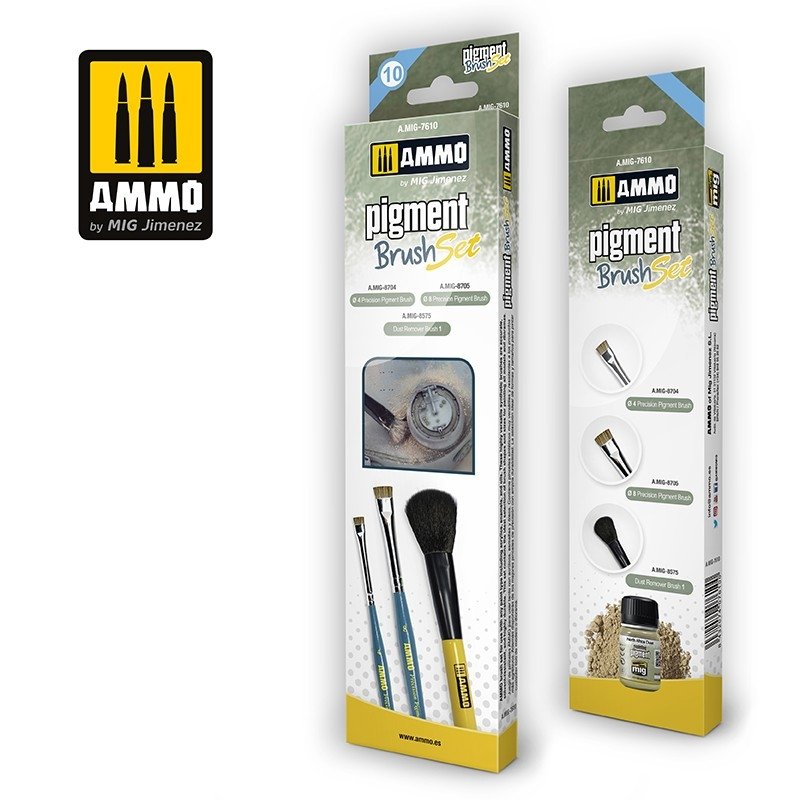 AMMO of Mig Jimenez 7610 Pigment Brushes Set