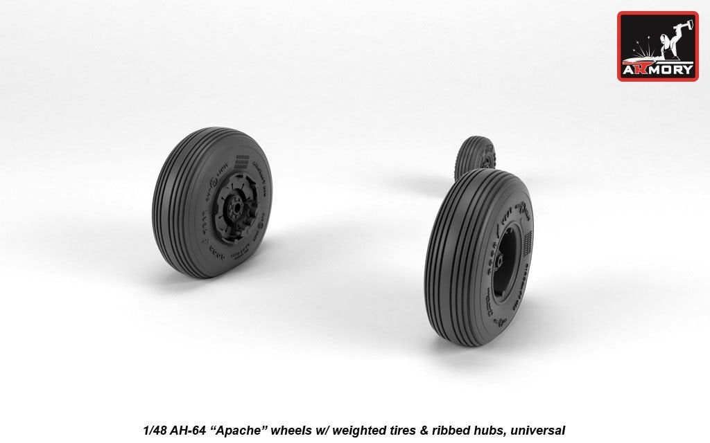 Armory Models AW48331 AH-64 Apache wheels w/ weighted tires, ribbed hubs 1/48 – imagen 4