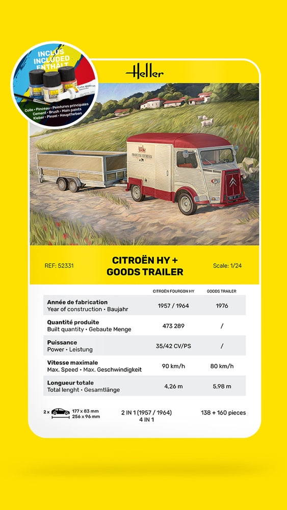 Heller 52331 Starter Kit Citroen Hy + Goods Trailer 1/24 – imagen 3