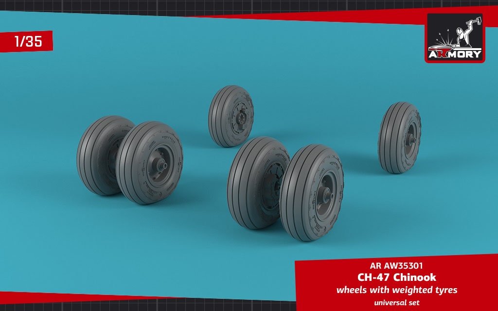 Armory Models AW35301 CH-47 Chinook wheels w/ weighted tires 1/35 – immagine 4