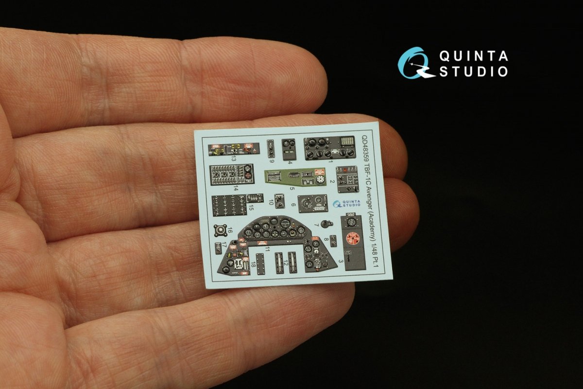 Quinta Studio QD48359 TBF-1 Avenger 3D-Printed &amp;amp; coloured Interior on decal paper (Academy) 1/48 – imagen 3