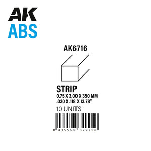 AK Interactive AK6716 STRIPS 0.75 X 3.00 X 350MM – ABS STRIP – 10 UNITS PER BAG – imagen 2