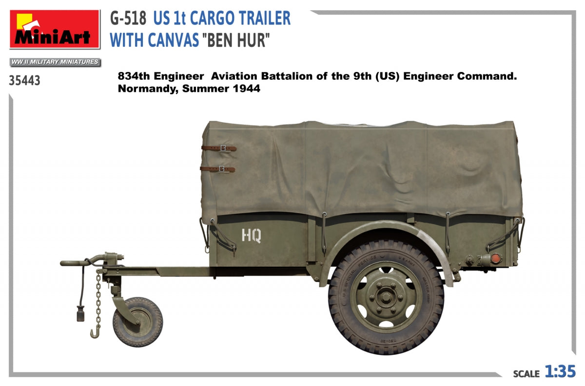 MiniArt 35443 G-518 US 1t CARGO TRAILER WITH CANVAS BEN HUR 1/35 – imagen 3