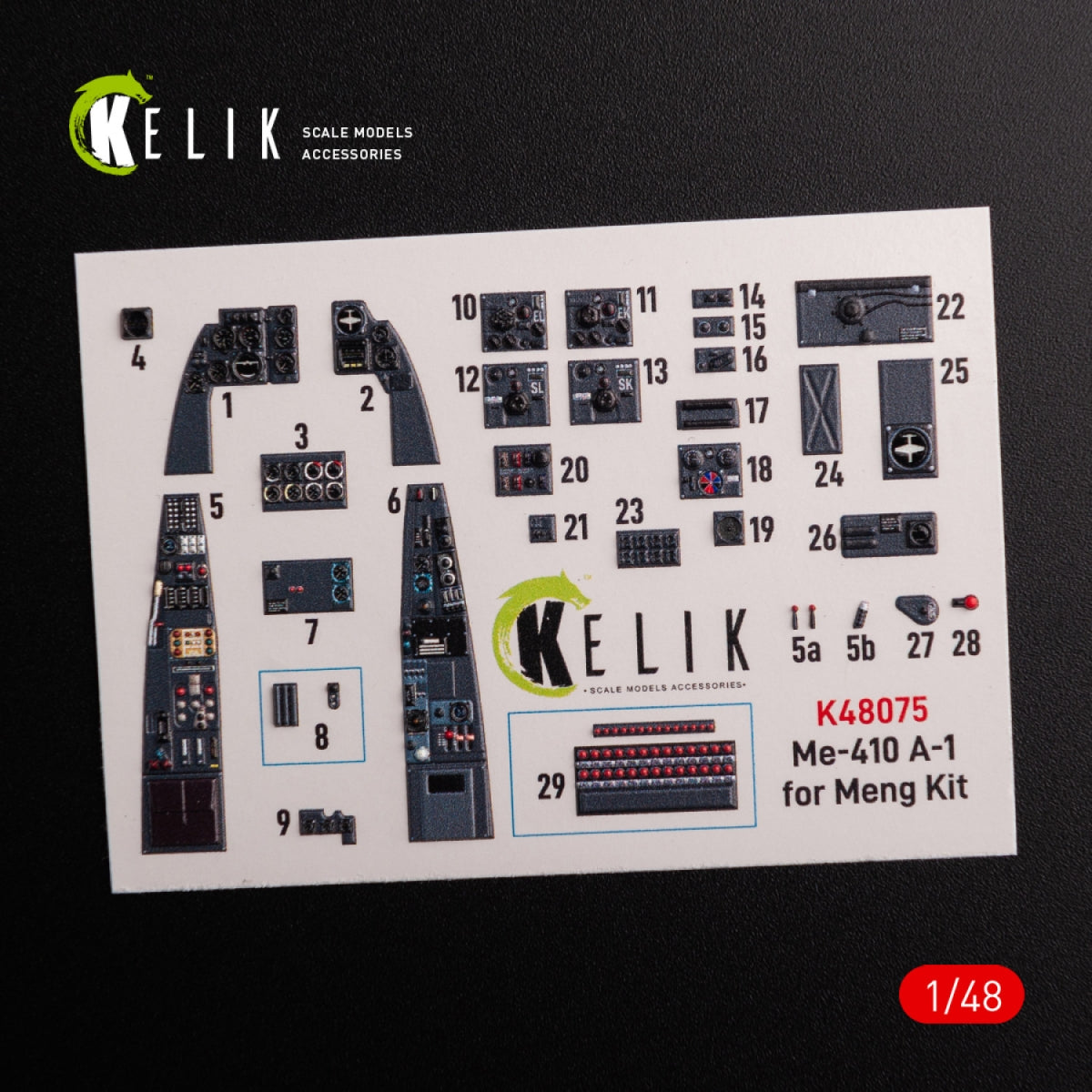 KELIK K48075 Messerschmitt Me-410 A1 interior 3D decals for Meng Model kit 1/48 – imagen 2