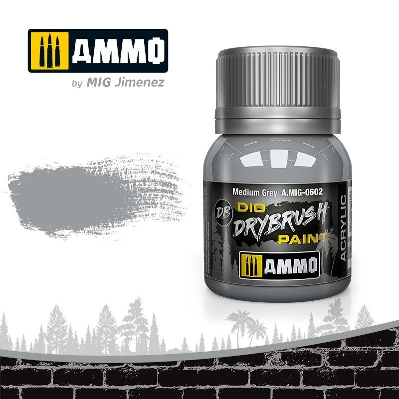 Ammo of Mig 0602 DRYBRUSH Medium Grey 40ml