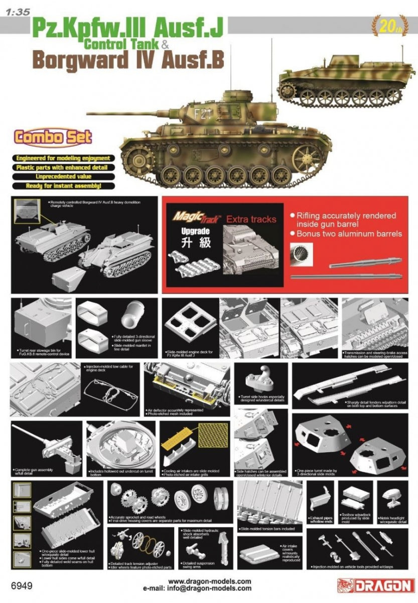 Dragon 6949 Pz.Kpfw.III Ausf.J Control Tank &amp; Borgward IV Ausf.B 1/35