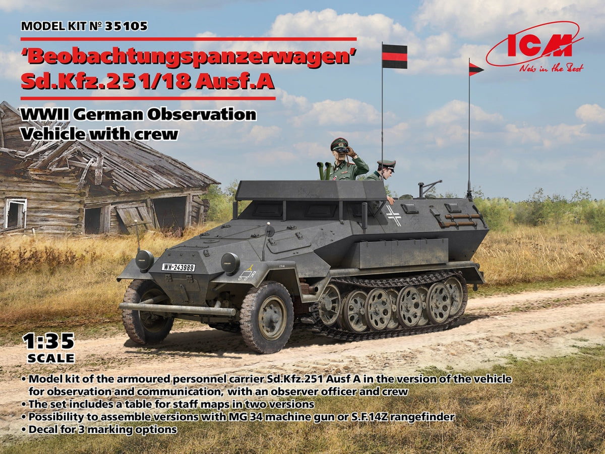ICM 35105 Beobachtungspanzerwagen Sd.Kfz.251/18 Ausf.A WWII German Observation Vehicle with crew 1/35 – immagine 2
