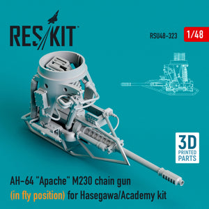 RESKIT RSU48-0323 AH-64 &amp;quot;APACHE&amp;quot; M230 CHAIN ​​GUN (IN FLY POSITION) FOR HASEGAWA/ACADEMY KIT (3D PRINTED) 1/48