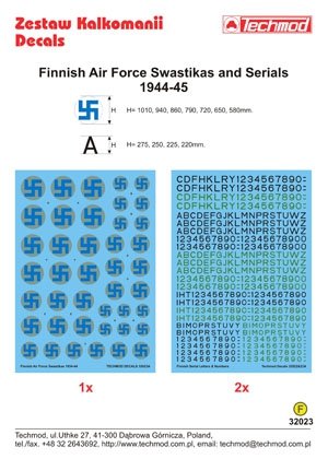 Techmod 32023 - Finnish Air Force Swastikas and Serials 1944-45 1/32 – imagen 2