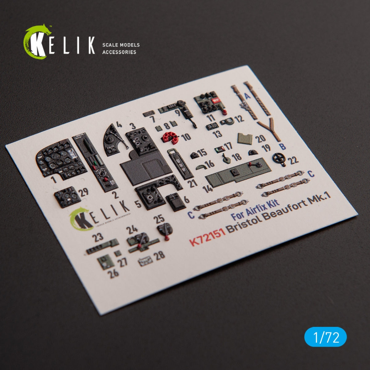 KELIK K72151 Bristol Beaufort Mk.1 - interior 3D decals for Airfix kit 1/72 – imagen 2