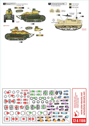 Star Decals 72-A1106 French Fighting Vehicles in Africa # 1 Vichy France and the FFL - Forces Francaises Libres 1/72 – zdjęcie 2