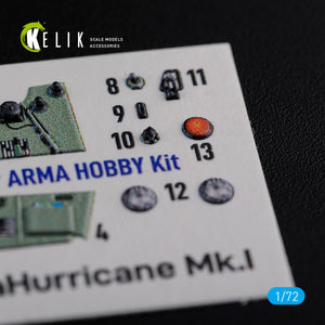 KELIK K72115 Sea Hurricane Mk I interior 3D decals for Arma Hobby kit 1/72 – imagen 6
