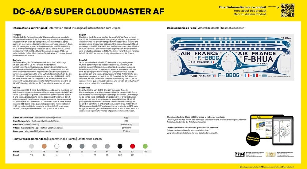 Heller 56315 DC6 Super Cloudmaster Air France - Starter Kit 1/72 – immagine 5