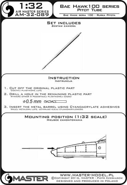 Master AM-32-089 BAE Systems Hawk 100 - Pilot Tube 1/32 – zdjęcie 3