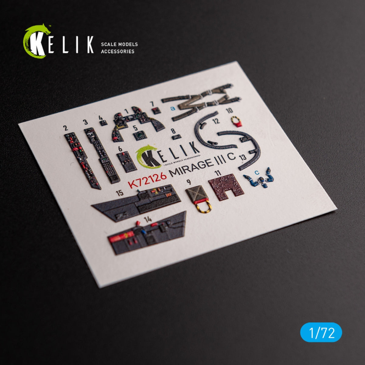 KELIK K72126 MIRAGE III C - interior 3D decals for Modelsvit kit 1/72