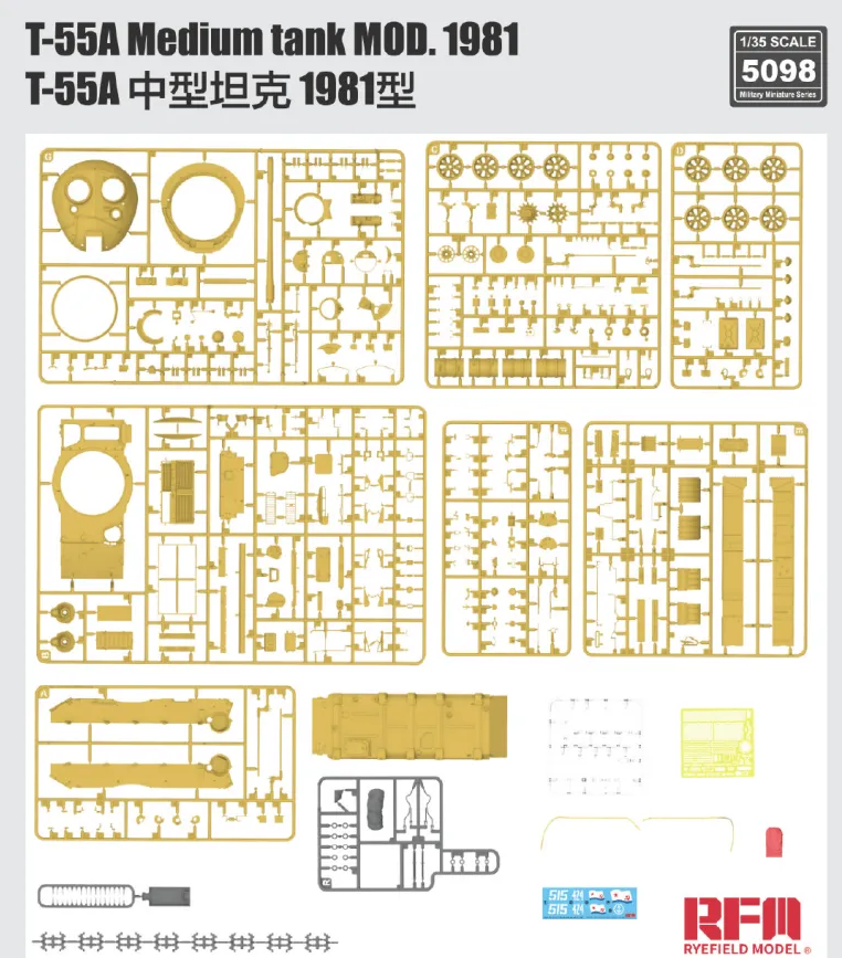 Rye Field Model 5098 T-55A Medium Tank Mod. 1981 with workable track links 1/35 – immagine 7