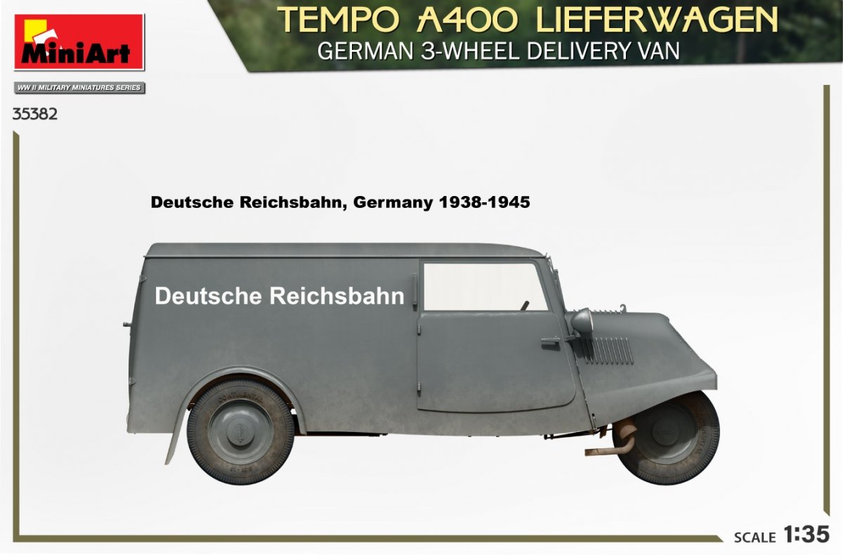 MiniArt 35382 TEMPO A400 LIEFERWAGEN. GERMAN 3-WHEEL DELIVERY VAN 1/35 – imagen 5