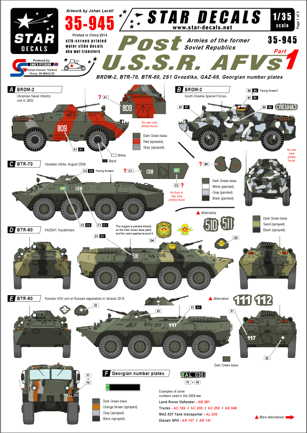 Star Decals 35-945 Véhicules blindés post-URSS 1/35