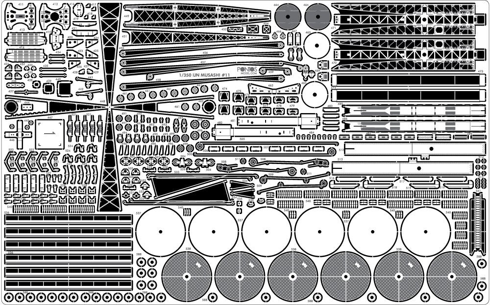 Pontos 37025FB IJN Musashi 1944 Detail up set Advanced Coal Black deck 1/350 – Bild 13