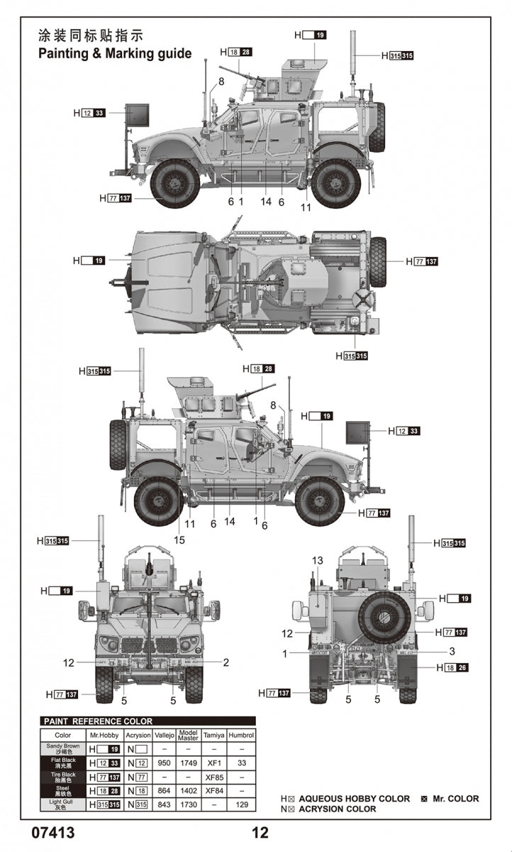 Trumpeter 07413 US M1240 M-ATV MRAP 1/72 – image 5