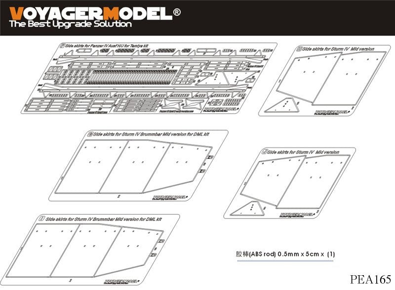 Voyager modèle PEA165 Panzer allemand de la seconde guerre mondiale.IV Ausf.H/J schürzen (pour TAMIYA 35209 35181) 1/35