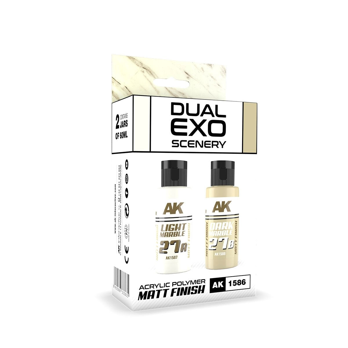 AK Interactive AK1586 DUAL EXO SCENERY SET 27 – 27A LIGHT MARBLE & 27B DARK MARBLE