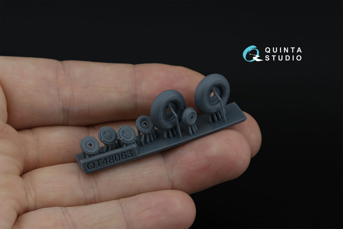 Quinta Studio QT48063 LaGG-3, MiG-3, La-5/La-7/La-9, Yak-7/Yak-9, I-185/250 Wheels (longitudinal tread) (all kits) 1/48 – imagen 3