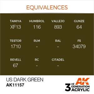 AK Interactive AK11157 US DARK GREEN – STANDARD 17ml – immagine 3