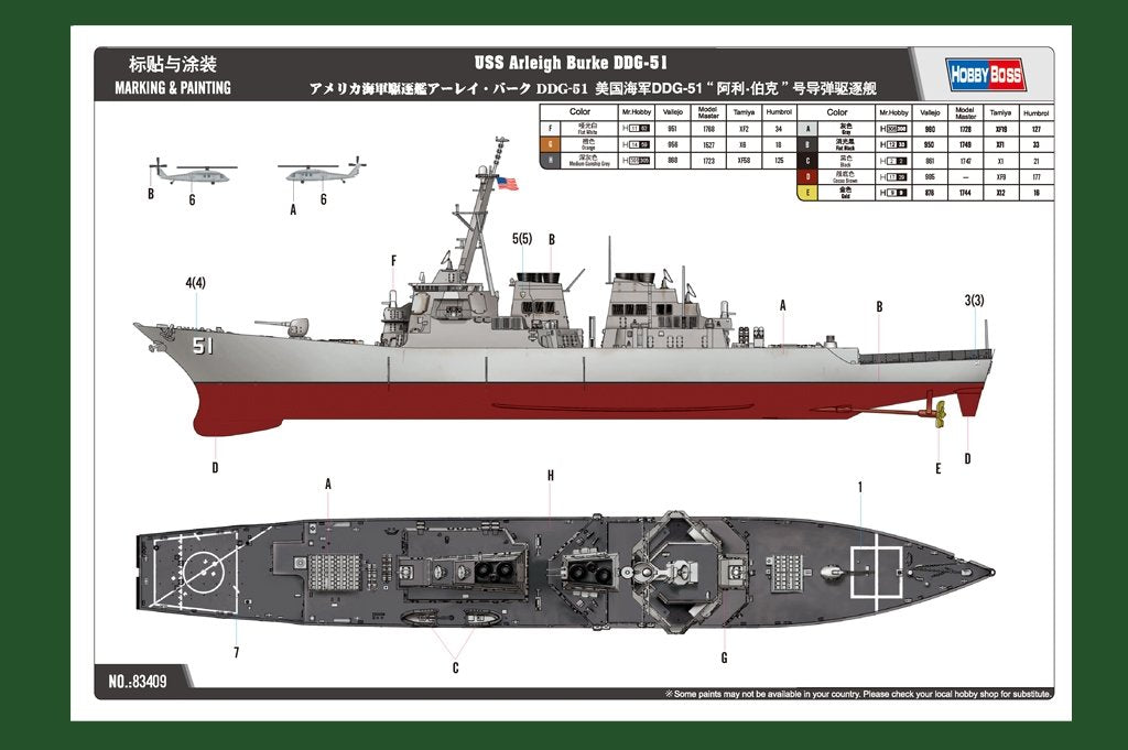 Hobby Boss 83409 USS Arleigh Burke DDG-51 1/700 – zdjęcie 3