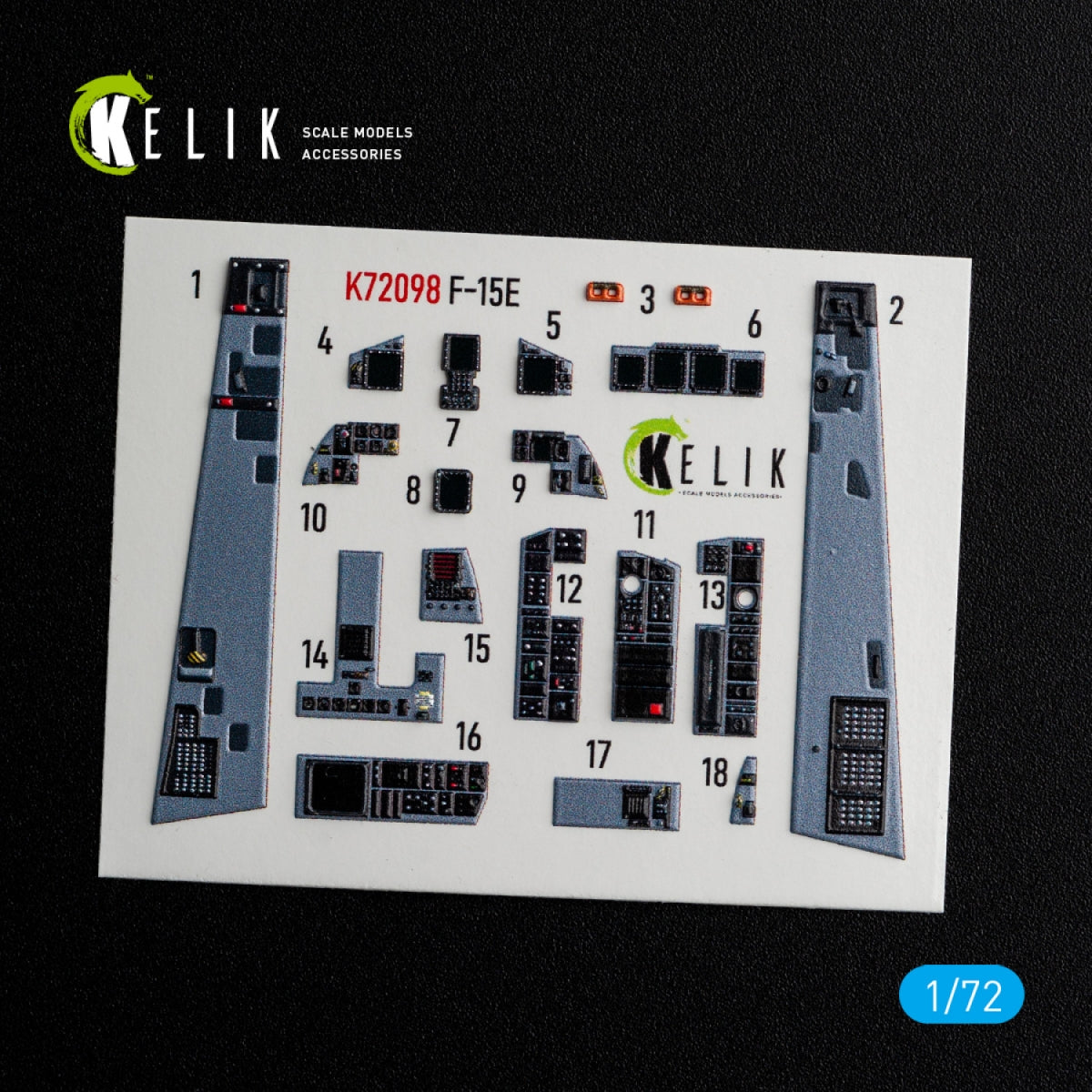 KELIK K72098 F-15E - interior 3D decals for GWH kit 1/72 – imagen 3