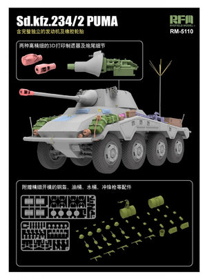 Rye Field Model 5110 Sd.Kfz.234/2 Puma with engine parts 1/35 – immagine 3