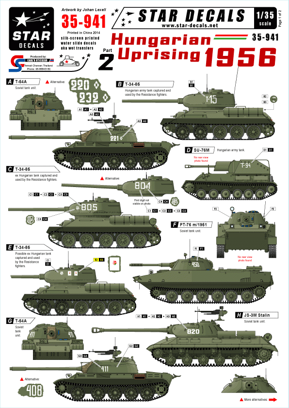 Star Decals 35-941 Soulèvement hongrois 1956 2 1/35 