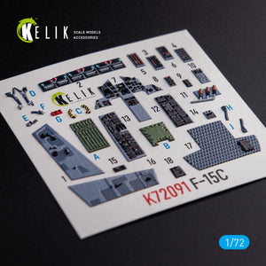 KELIK K72091 F-15C - interior 3D decals for FineMolds kit 1/72