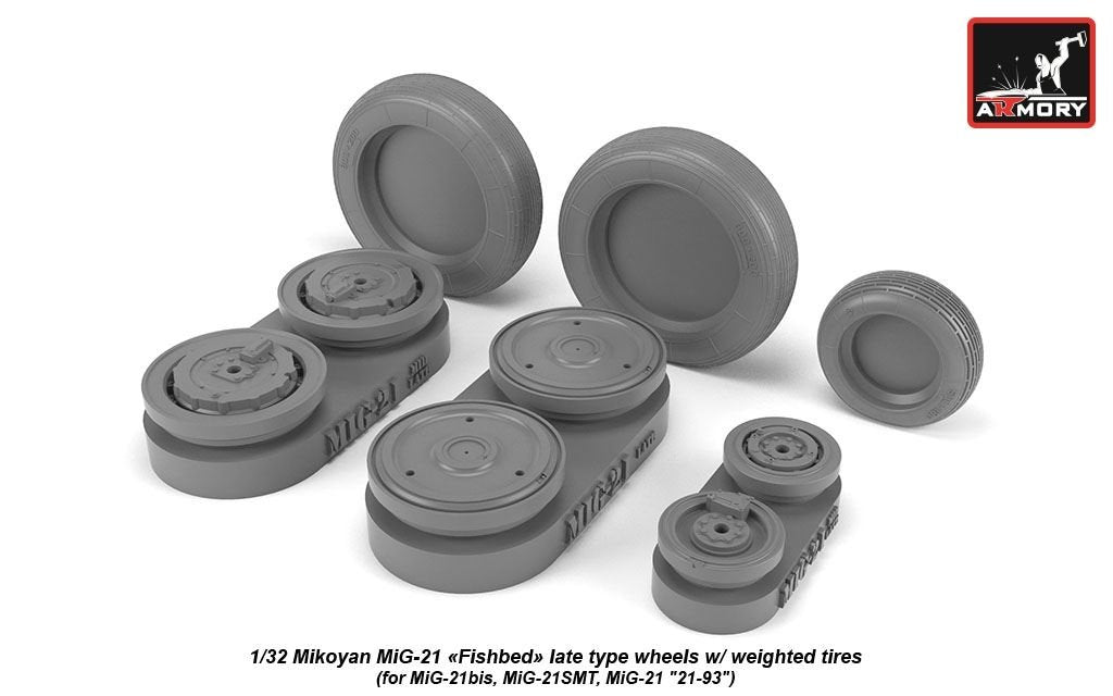 Armory Models AW32011 Mikoyan MiG-21 Fishbed wheels w/ weighted tires, late 1/32 – Bild 2