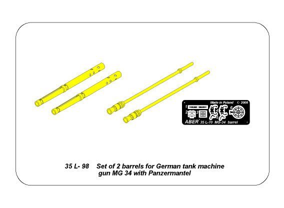 Aber 35L-098 Ensemble de 2 canons pour mitrailleuse de char allemande MG 34 avec Panzermantel (1/35) – image 8