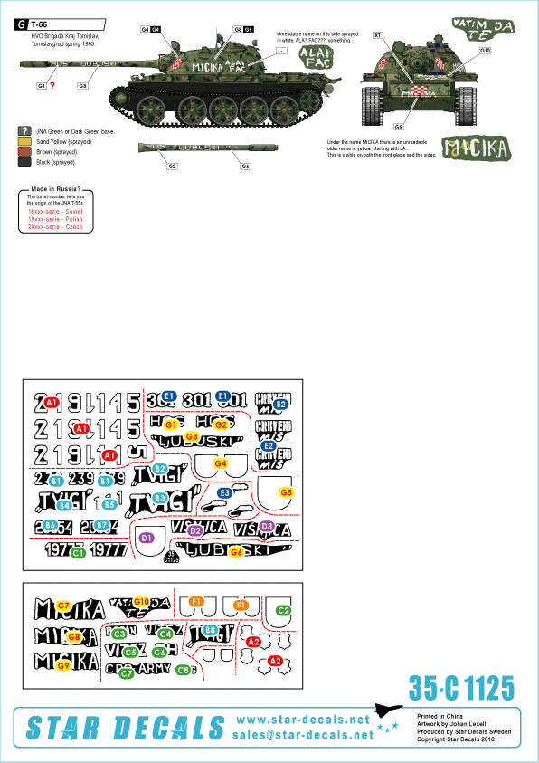 Star Decals 35-C1125 HVO - Hrvatsko Vijece Obranie (Croat). T-55 and T-55A 1992-95 1/35 – image 2